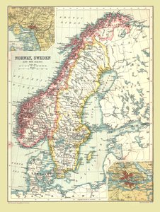 Kart over Norge og Sverige, 1902. av Unbekannt