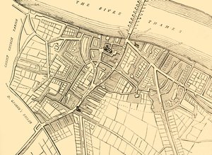 Kart over Southwark, 1720, c1878. av Unbekannt