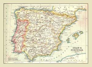 Kart over Spania og Portugal, 1902. av Unbekannt