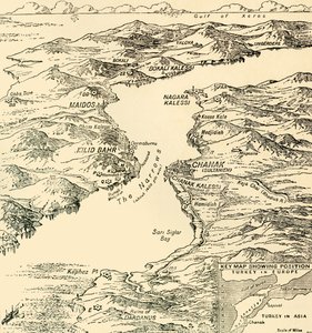 Kart over Dardanellene, første verdenskrig, 1915, c1920. av Unbekannt