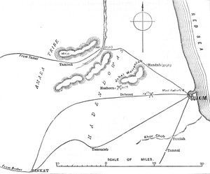 Kart over omgivelsene til Suakim, c1885 av Unbekannt
