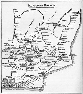 Kart over Leopoldina jernbanesystem, 1914. av Unbekannt