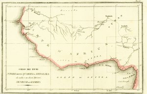 Kart over banene til Niger-elven, Senegal-elven og Gambia-elven i Vest-Afrika av Unbekannt