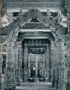 Marmorskulptur ved inngangen til et Jain-tempel ved Dilwara, Abu-fjellet, c1100. av Unbekannt