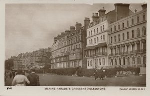 Marine Parade & Crescent Folkestone, sent på 1800- og begynnelsen av 1900-tallet av Unbekannt