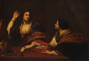 Martha skjeller ut hennes forfengelige søster Maria Magdalena, 1600-tallet. av Unbekannt