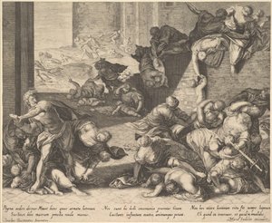Massacre of the Innocents, redusert og omvendt kopi etter Aegidius Sadeler, 16001629. av Unbekannt