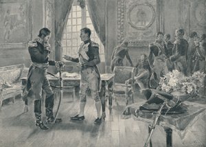 Møte mellom Napoleon og Tolstoi i Paris, 1807, 1896 av Unbekannt