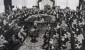 Møte i SDN eller Folkeforbundet 10.06.1929 i senatpalasset i Madrid, Spania av Unbekannt