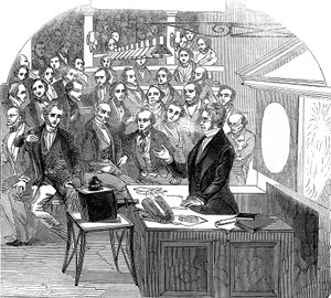 Michael Faraday foreleser om elektrisitet og magnetisme, Royal Institution, London, 1846 av Unbekannt