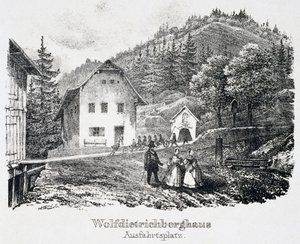 Saltgruve: Wolfdietrich-bygningen og utgangen fra gruven, i Durrnberg, Østerrike av Unbekannt
