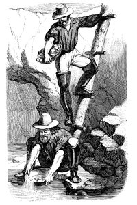 Gruvearbeidere som leter etter gull under California Gold Rush, 1849 av Unbekannt