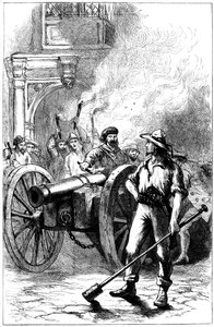 Mob avfyrte kanoner foran tinghuset der Alexander McLeod ble fengslet, 1840 c1880 av Unbekannt