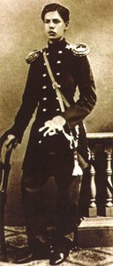 Modest Mussorgsky, russisk komponist, som ung mann, sent på 1850-tallet av Unbekannt