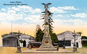 Monument til general San Martin, Lima, Peru, tidlig på 1900-tallet av Unbekannt