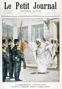 Marokkansk ambassade, sjefsambassadøren som hilser det franske flagget, 1901 av Unbekannt