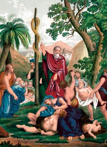 Moses og den skaffere slangen, ca 1860 av Unbekannt
