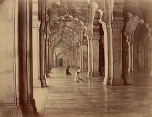 Moti Masjid: Perlemoskeen i det indre av Fort Agra, 1860-70-tallet. av Unbekannt