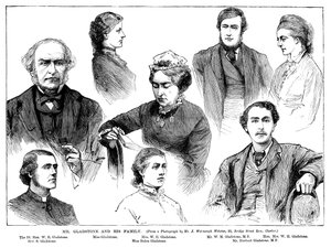 Mr Gladstone og hans familie, 1800-tallet av Unbekannt