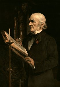 Mr Gladstone leser leksjonen i Hawarden Church, ca. 1890-tallet av Unbekannt