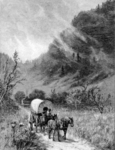 Muldyrvogn som passerer gjennom Cumberland Gap, Kentucky av Unbekannt