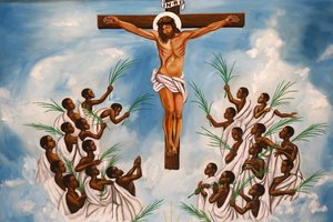 Namugongo katolske martyrhelligdom, Kampala. Freskomaleri i kirken, 20160217, Kampala, Uganda av Unbekannt