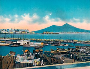 Napoli - Mergellina With Vesuvius, Mergellina With Vesuvius, c1900. av Unbekannt