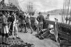 Nelsons første fotfeste i marinen, Chatham, 1771 av Unbekannt