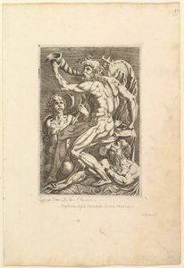 Neptune sittende blåser et konkylieskjell, 1500-tallet. av Unbekannt