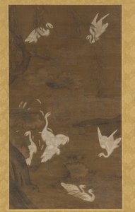 Ni hvite egrets og et piletre, Ming-dynastiet, 1400-tallet. av Unbekannt