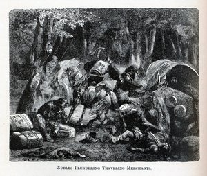 Adelsmenn som plyndrer reisende kjøpmenn, 1882 av Unbekannt