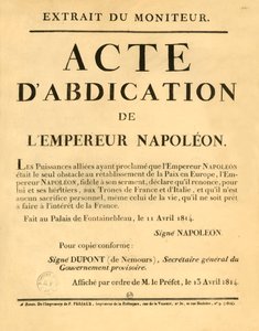 Melding om kunngjøring av keiser Napoleons abdikasjon, 11. april 1813, 1921. av Unbekannt
