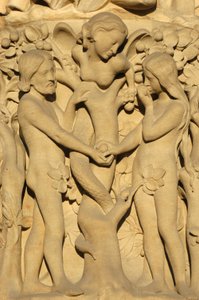 Notre Dame de Paris katedralskulptur: Adam og Eva, Paris, Frankrike av Unbekannt