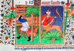 November: mating av griser, og Skytten, c1423 av Unbekannt