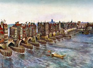 Old London Bridge, ca 1630, c1900-1920 av Unbekannt