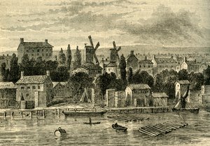 Gamle vindmøller ved Lambeth, ca 1750, c1878. av Unbekannt