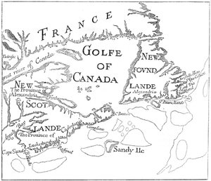 Gammelt kart over Acadia, 1600-tallet c1880 av Unbekannt