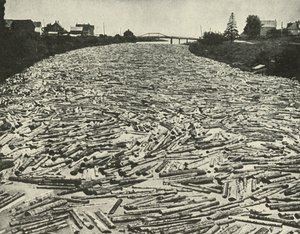 På vei til sagbrukene, c1948. av Unbekannt