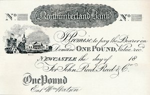Ett pundseddel utført for Northumberland Bank, c1820 av Unbekannt