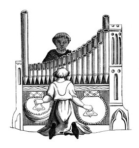 Orgel med et enkelt tastatur, 1300-tallet, 1870 av Unbekannt