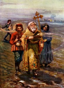 Ortodoks prest velsigner jorden, Russland av Unbekannt