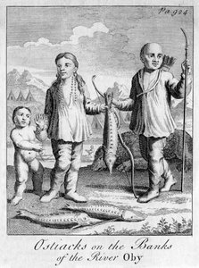 Ostiacks på bredden av elven Oby, ca 1700 av Unbekannt
