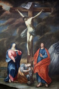 Vår Frue av Assumpsjon kirke. Korsfestelsesmaleri Cordon Frankrike av Unbekannt