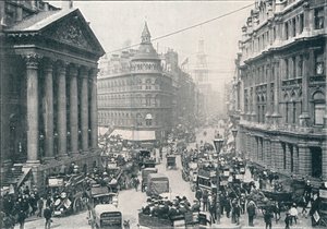 Utenfor Mansion House, City of London, 9 AM, c1901 1901 av Unbekannt