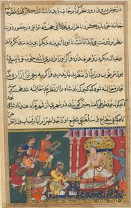 Side fra Tales of a Parrot Tuti-nama: Åttende natt: Astrologen spår en ulykke..., 1558-1 av Unbekannt