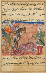 Side fra Tales of a Parrot Tuti-nama: Femtiandre natt: Kongen spør de fromme mennene, c1560. av Unbekannt
