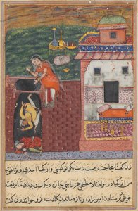 Side fra Tales of a Parrot Tuti-nama: Fjerde natt: De to kokkene..., ca. 1560. av Unbekannt