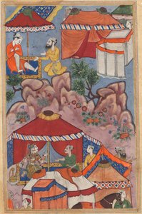 Side fra Tales of a Parrot Tuti-nama: Tjuefjerde natt: Bashir betror sin kjærlighet, ca. 1560. av Unbekannt