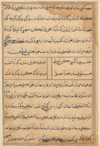 Side fra Tales of a Parrot Tuti-nama: tekstside, ca. 1560. av Unbekannt