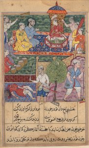 Side fra Tales of a Parrot Tuti-nama: tekstside, ca. 1560. av Unbekannt